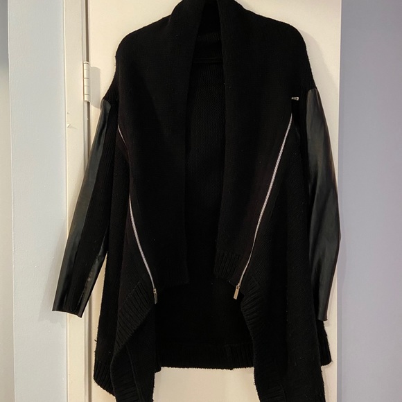 SOLD Nasty Gal Black Multimedia Coat - Zippered - Picture 1 of 4